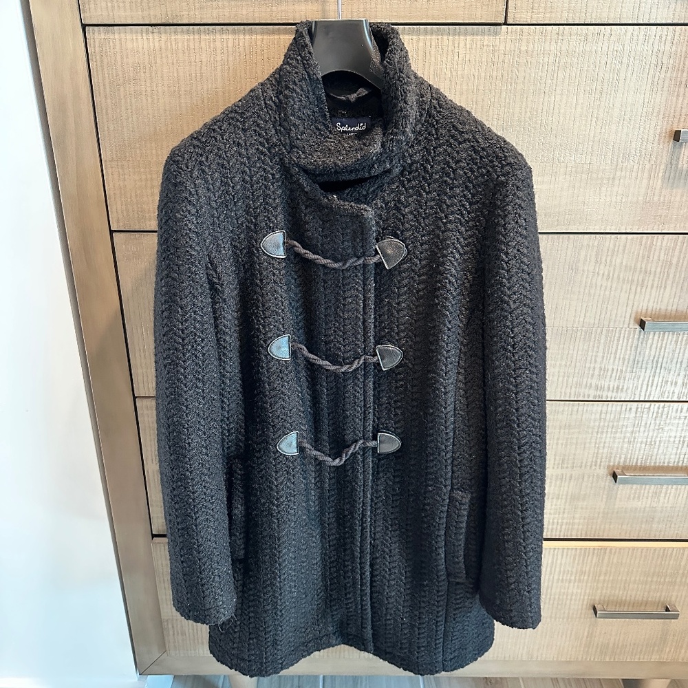 Splendid Black Wool Coat Size Large
